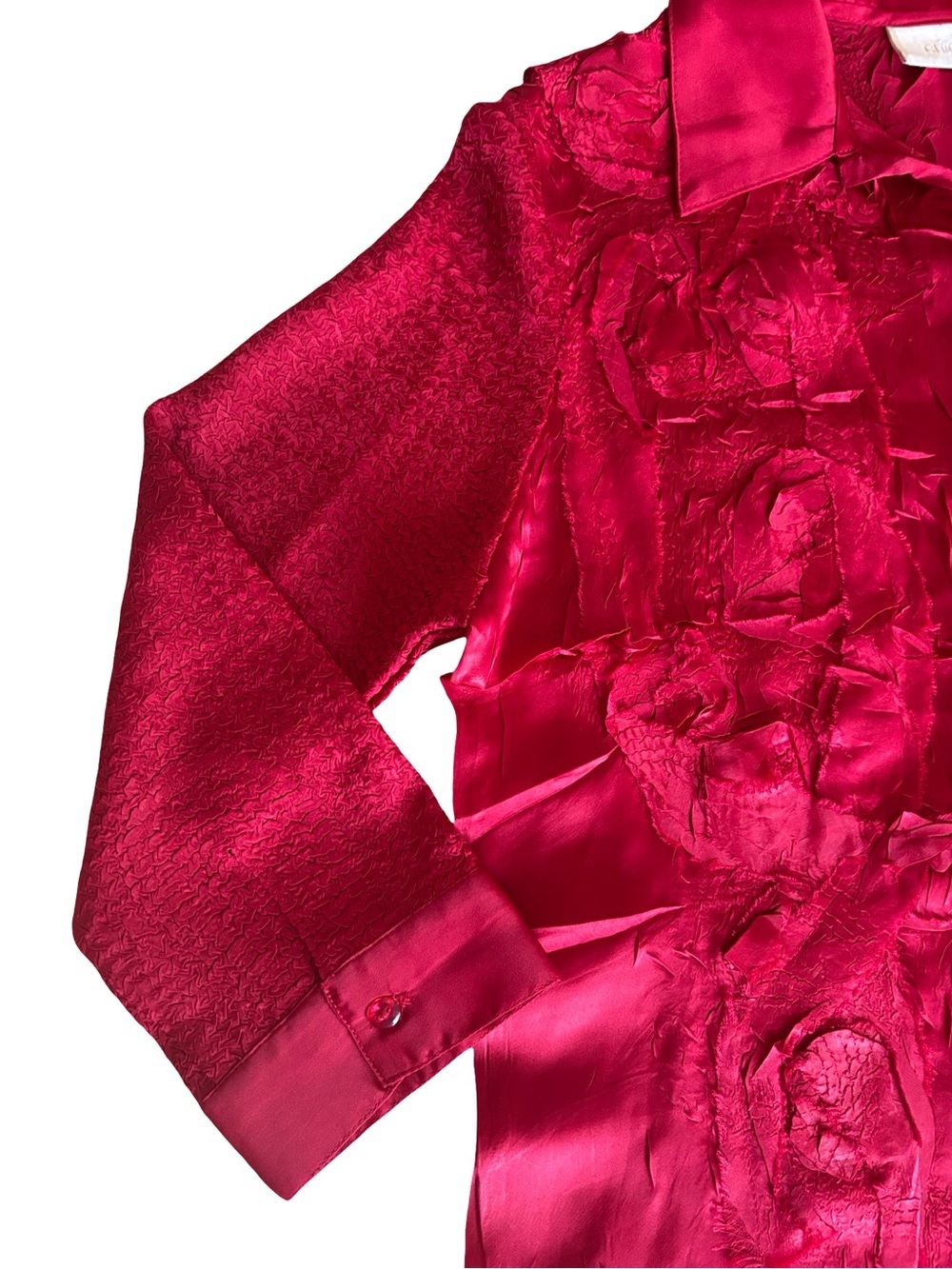 Chico’s Red Polyester Silky Satin 3/4 Sleeve Tunic Blouse Size 0 Size 4 Small - Picture 5 of 12